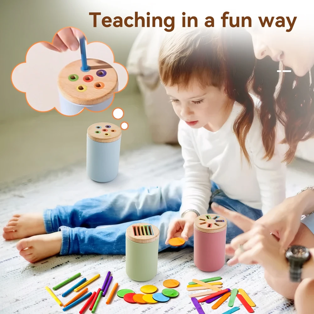 Montessori Baby Toys Silicone Educational Toys Color Matching Bucket Cognitive Toddler Sensor Game Baby Games 2 Years