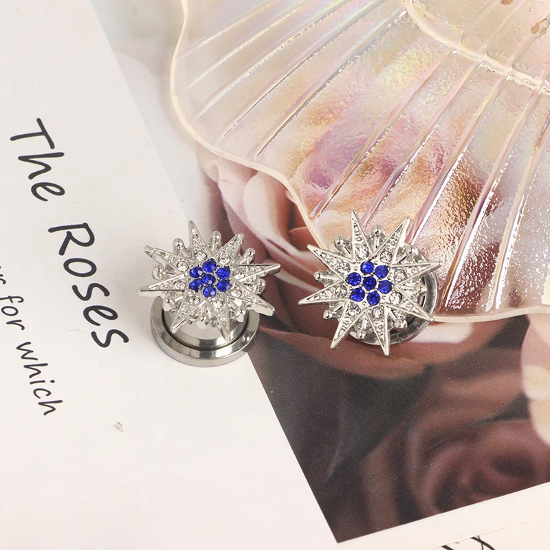 Moon Star Stainless Steel Ear Gauges Flesh Tunnels Piercing Expander Kit 6-16mm 60pcs wholesales body piercing Earrings Tunnels