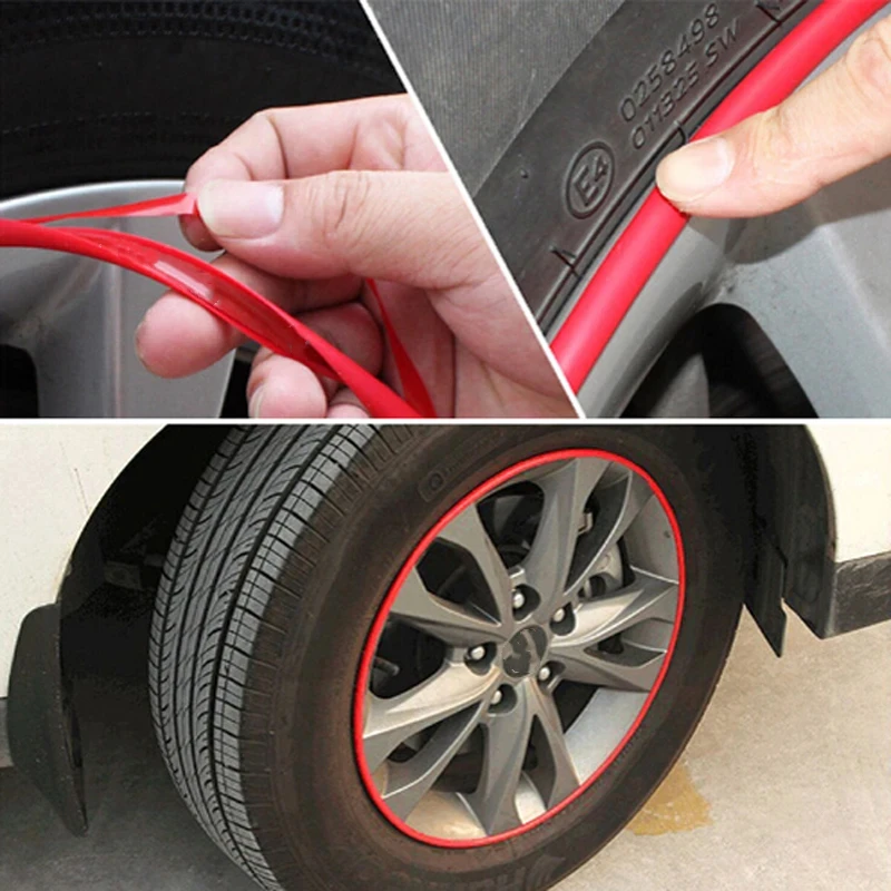 8m Car Wheel Protector Hub Stickers Car Decorative Strip Car Wheel Rim