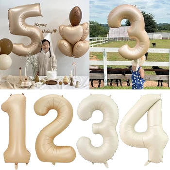 Cream Number Foil Balloons 1