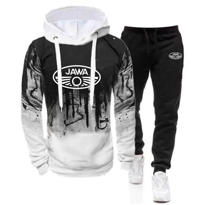 Men's Gradient Color Hooded Tracksuit Set