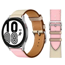 Premium Leather Watch Band, 20mm/22mm - Elegant Bracelet Strap for Galaxy 6-6 Classic (Rose-craie)