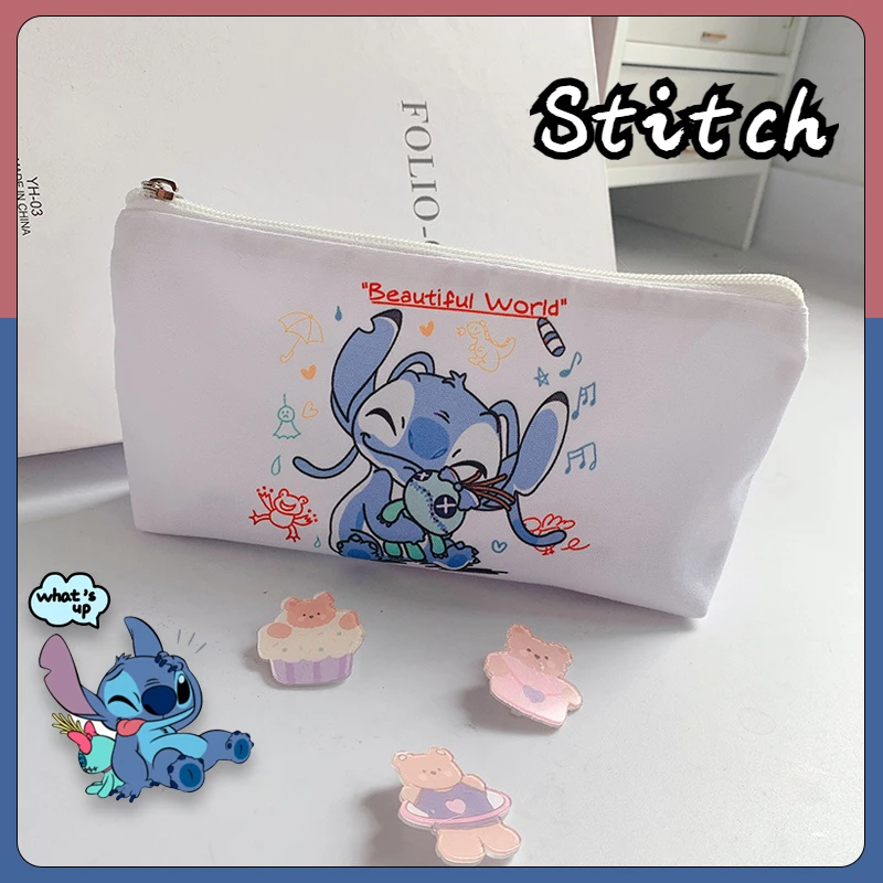 Estuche de lápices de Disney Stitch, bolsa de lápices Kawaii de animados, bolsa de almacenamiento de suministros para estudiantes, estuche de lápices de papelería alta capacidad| - AliExpress