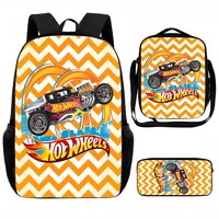 H-hot W-wheels Child School Backpack with Lunch Bags ,Pencil Bags ,School Bags for Boys Girls Best Gift