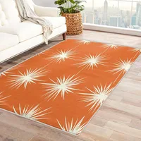 Orange 5x8 Area Rug with Retro Mid-Century Modern Atomic Pattern for Living Room and Bedroom Decor