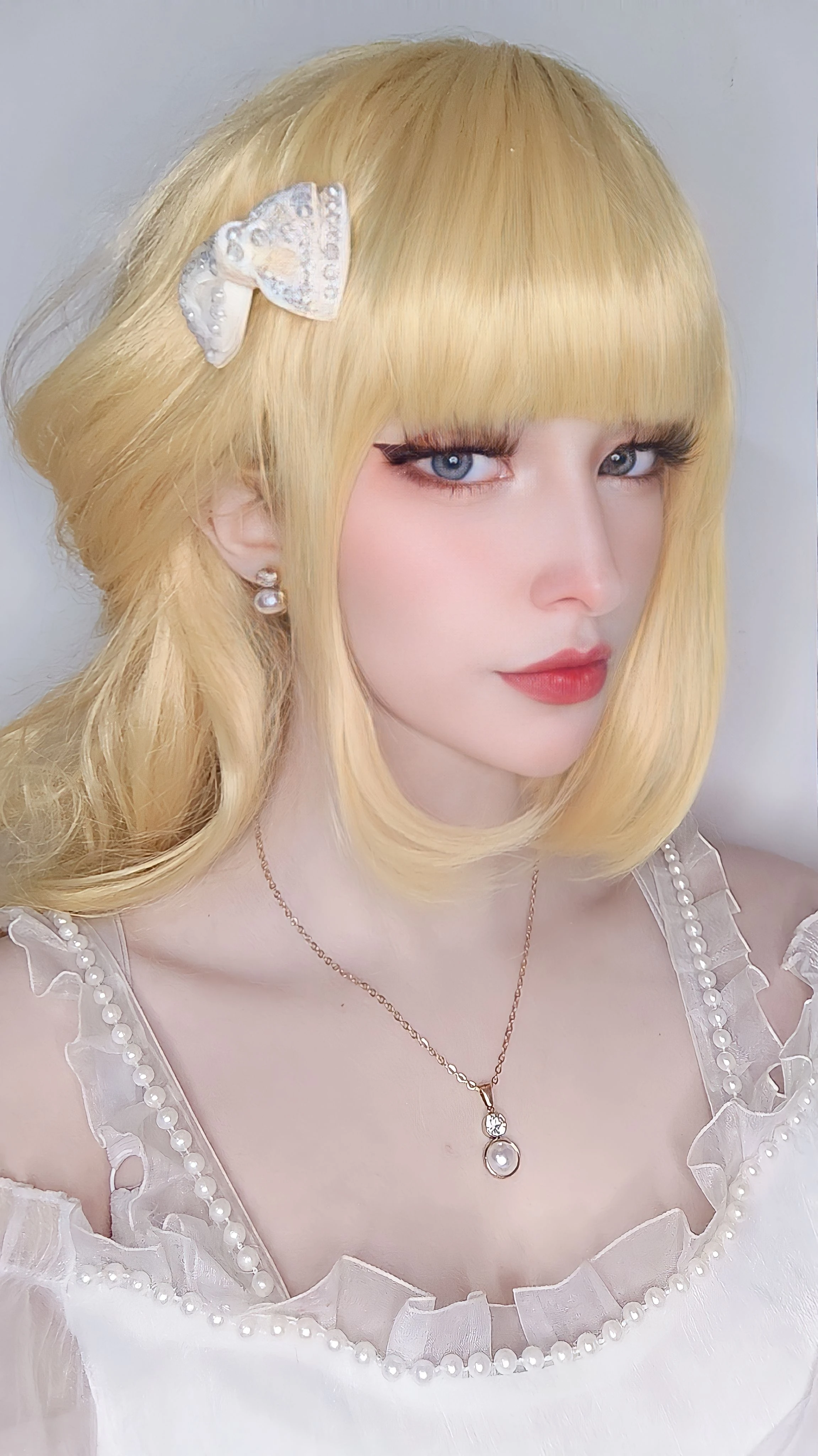 Korean Fashion Jewelry Sets Stainless Steel Earring Pendant Necklace Set Pearl Set Cubic Zirconia for Women Wedding