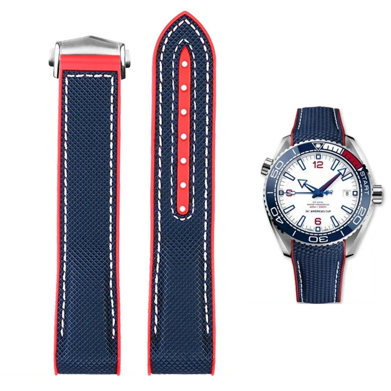 Cinturino In Tela Di Nylon Per Omega Cavalluccio Marino 215.32 Ocean Universe Super 600 America Cup Limited Edition Cinghie Impermeabili 20 22Mm