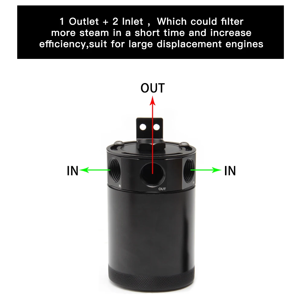 Oil Catch Can Universal Car Racing Baffled Aluminum 2-Port/3-Port Oil Catch Can Tank Reservoir Separator