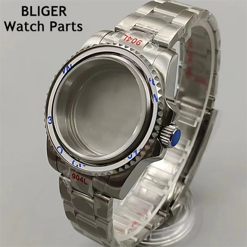 

BLIGER 40mm sapphire glass silver watch case fit NH35 NH36 NH34 ETA2824 2836 PT5000 Miyota8205 8215 Mingzhu DG2813 3804 movement