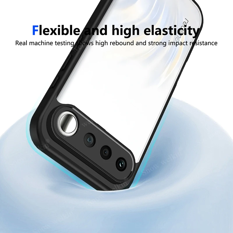 Crystal Clear Shockproof Silicone Phone Case with PC Back and TPU Bumper