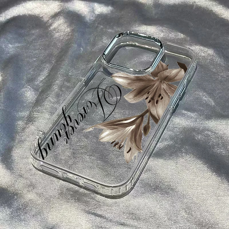 Elegant White Lily Floral Design Clear Phone Case Cover