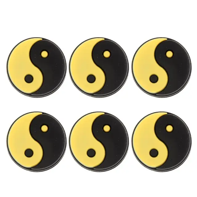 6Pcs/Set Yin Yang Pattern Tennis Racquet Vibration Dampeners Soft Lightweight Firm Silicone Material Gift for All Tennis Players