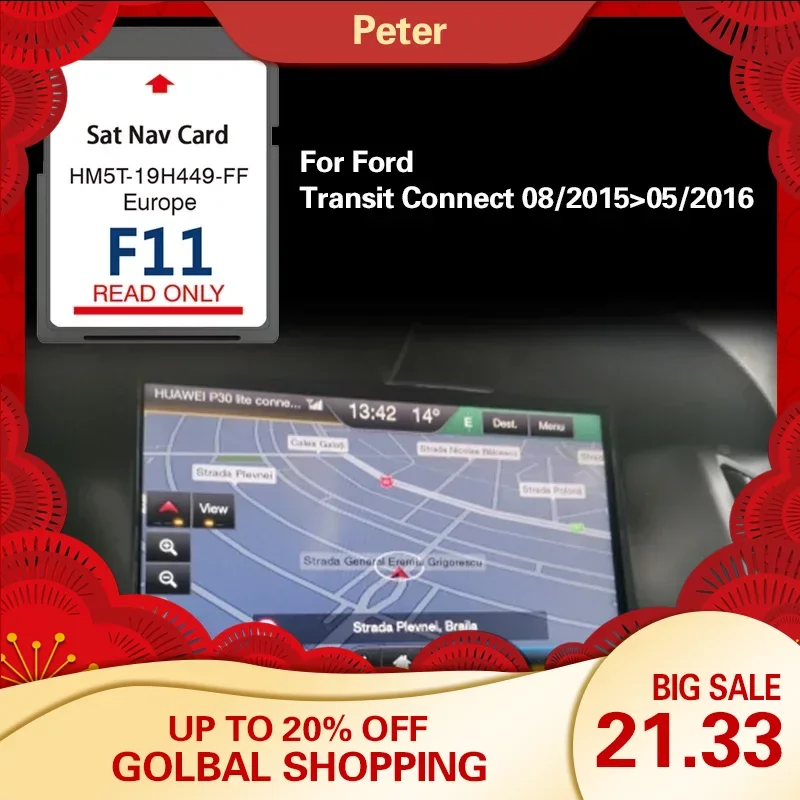 Per Ford Transit Connect 08 2015 05 2016 Navi Sd Map Europe F11 Sync2 64Gb Full Europe Cover