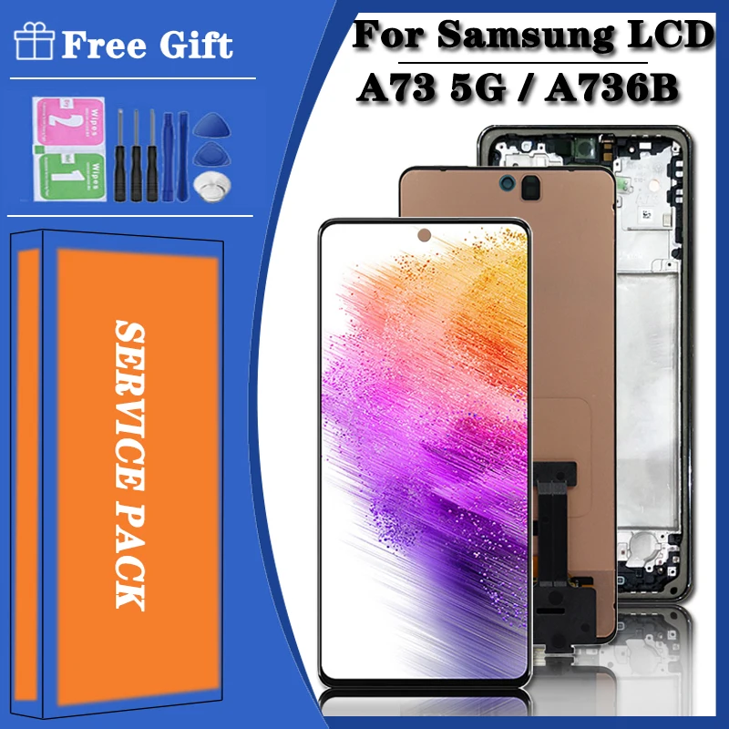

6,7 "Super AMOLED для Samsung A73 5G A736B SM-A736B/DS ЖК-дисплей с сенсорным экраном и дигитайзером в сборе для Samsung A736 LCD