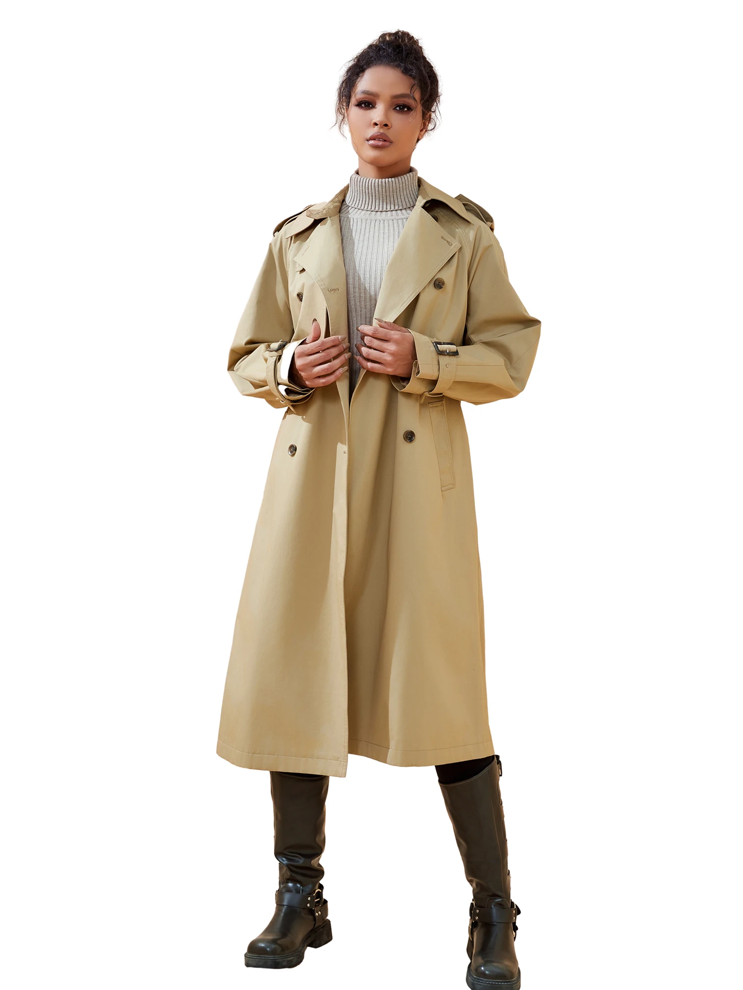 louren♡ volume flare trench coat Belted Rain Coat with Slits – La Garçonne