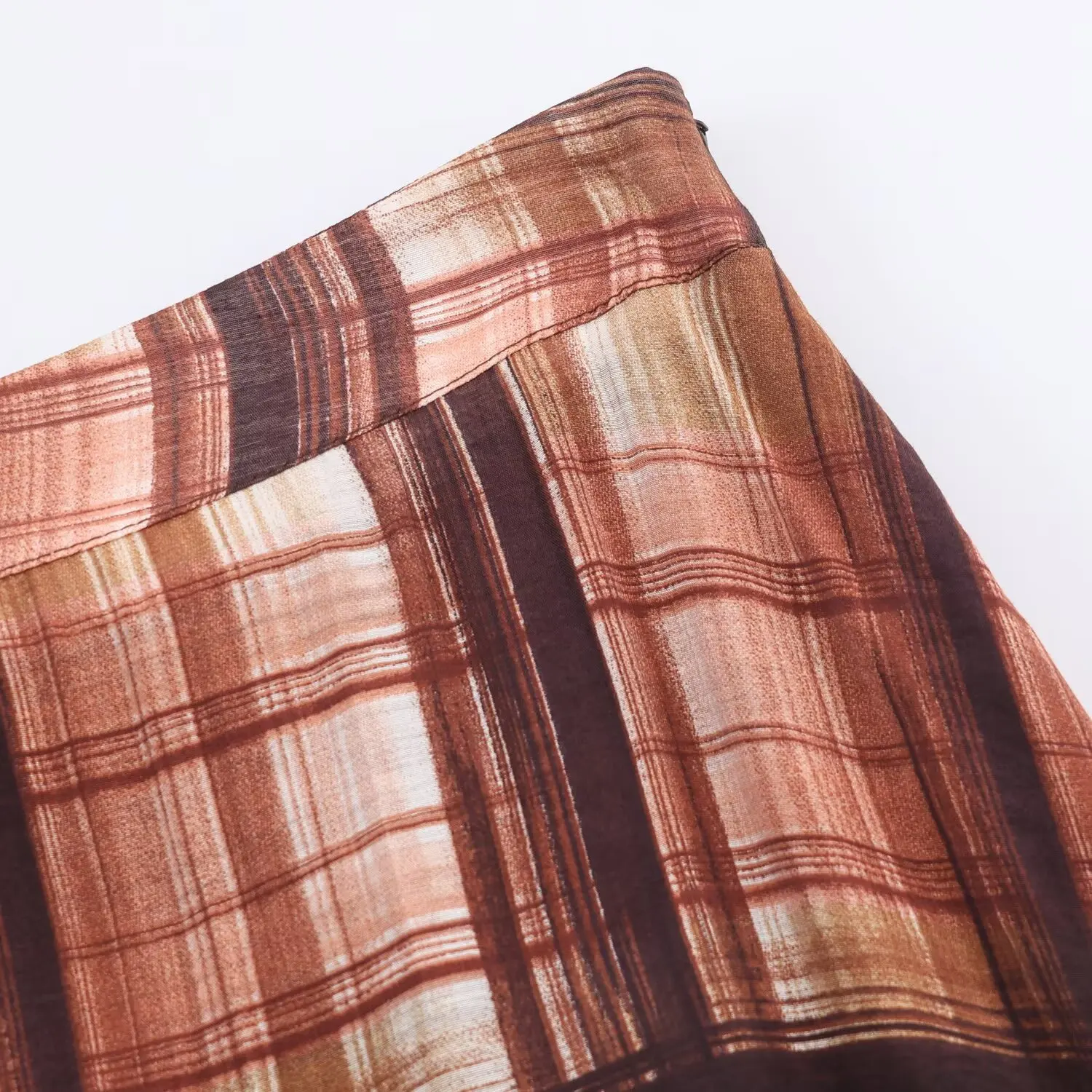 Women Fashion Chic Elegant Half Skirt Female Vintage Check Long Skirts New Printed Midi Skirt High Street Casual Holiday Skirts