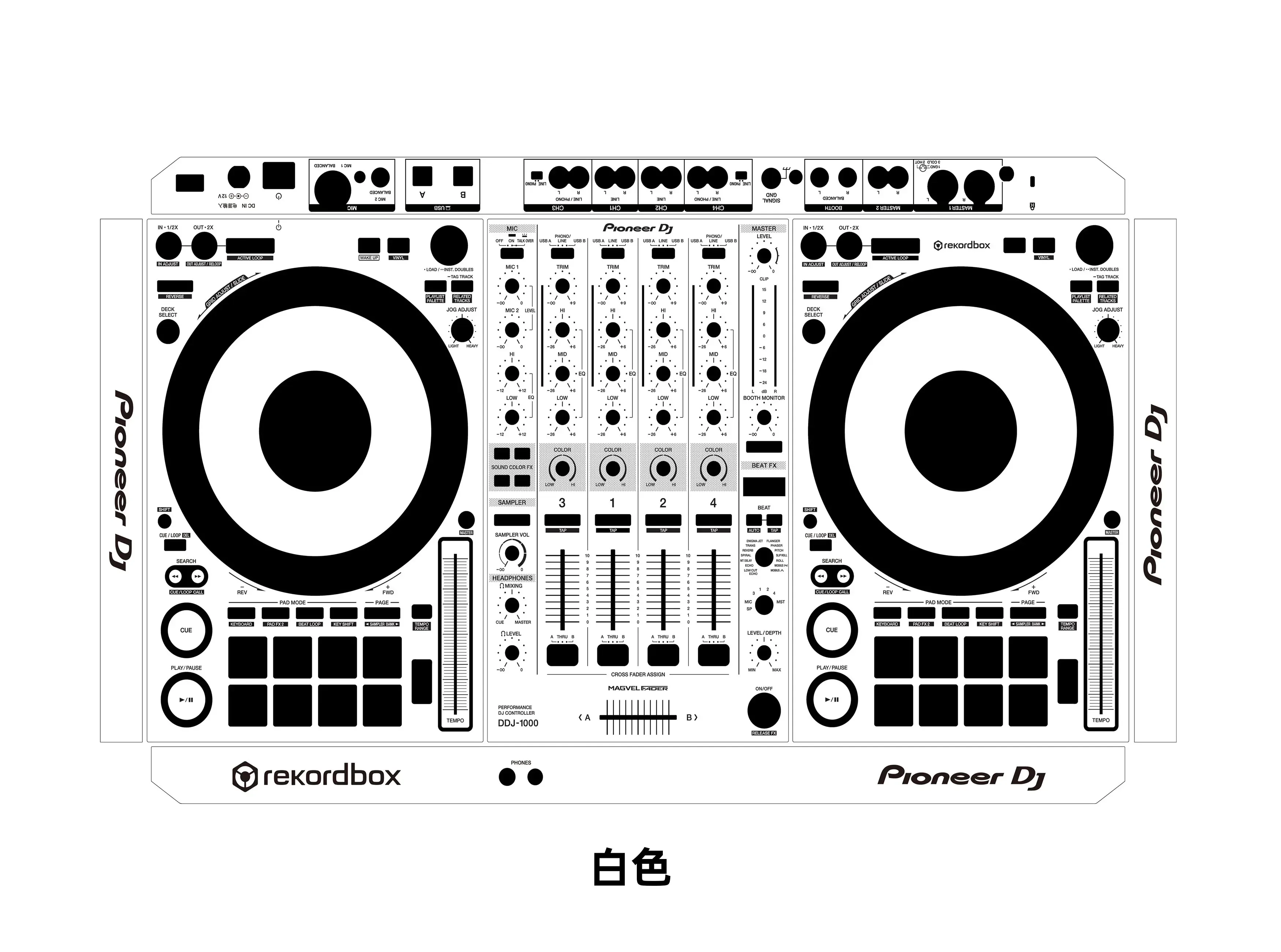 

DDJ-1000 DJ Skin Controller Panel Mask. Disc Maker Colorful Patch, Customizable