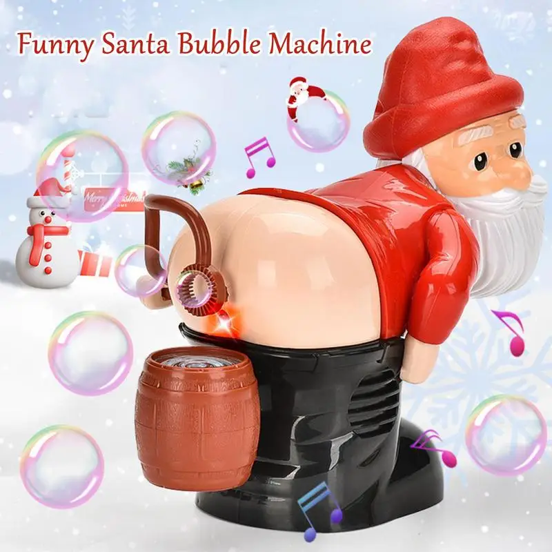 

Funny Santa Claus Bubble Machine Electric Santa Butt Bubble Blower Toy With Music And Lights Xmas Holiday Party Gift for kids
