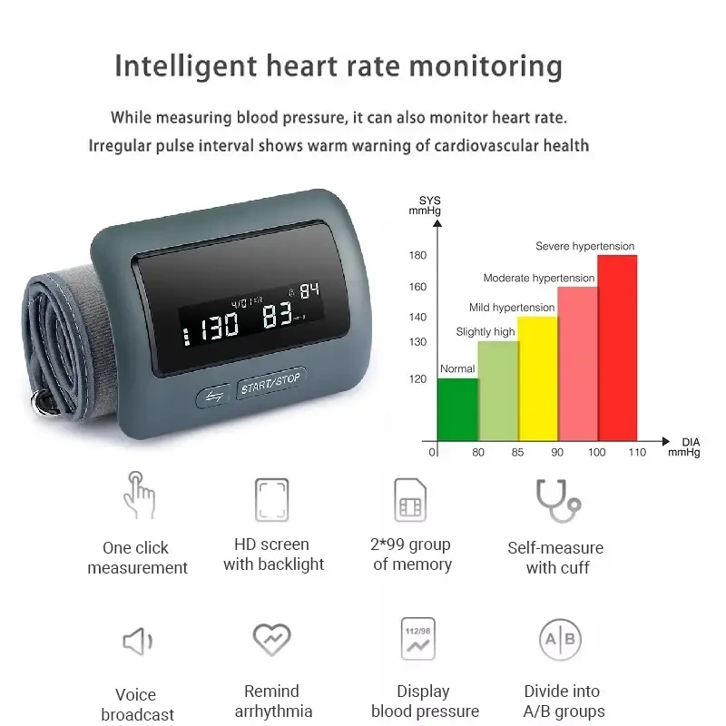 Blood Pressure Monitor Blood Pressure Meter Bluetooth English and Russian voice automatic blood pressure monitor LED large screen heart rate and blood pressure monitor