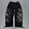 Y2k Gothic Style Mens Suit Black Print Zipper Hooded Sweatshirt Simple Cotton Hip Hop Large Size Loose Print Jogger Pants Unisex 2