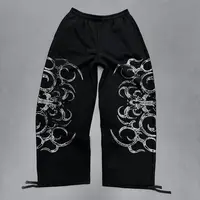 Y2k Gothic Style Mens Suit Black Print Zipper Hooded Sweatshirt Simple Cotton Hip Hop Large Size Loose Print Jogger Pants Unisex 2