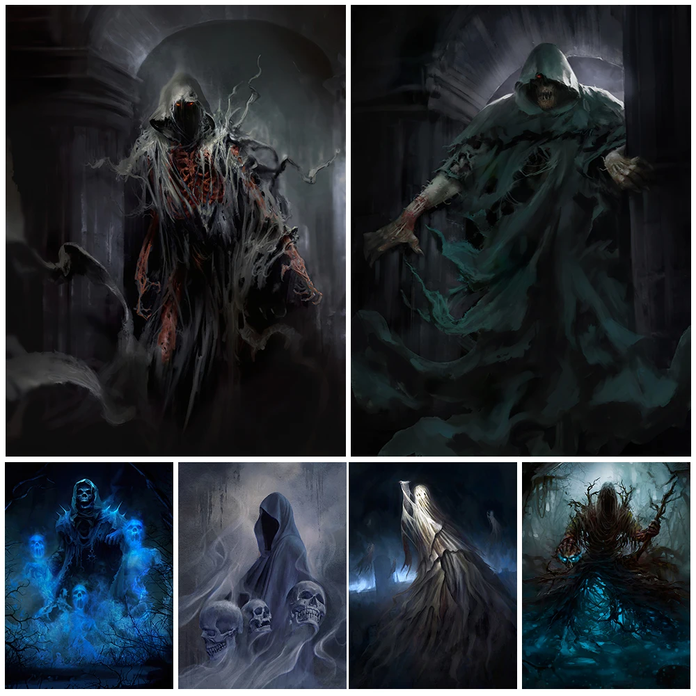

Sinful Wraith And Evil Soul Wizard Vintage Wall Art Canvas Painting Abstract Horror Ghost Poster Print For Living Room Decor