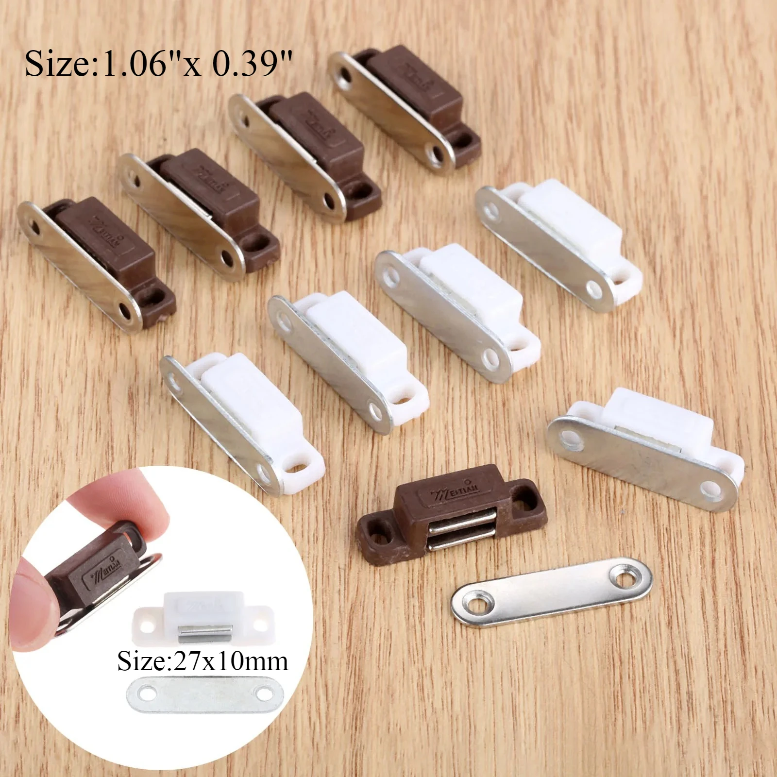 Magnetic Cabinet Catches 5Pcs Mini Magnetic Door Catches Kitchen Cupboard Wardrobe Cabinet Latch Catch White Brown Cabinet Hardware 27x10mm 1.06 x 0.39 magnetic cabinet catches