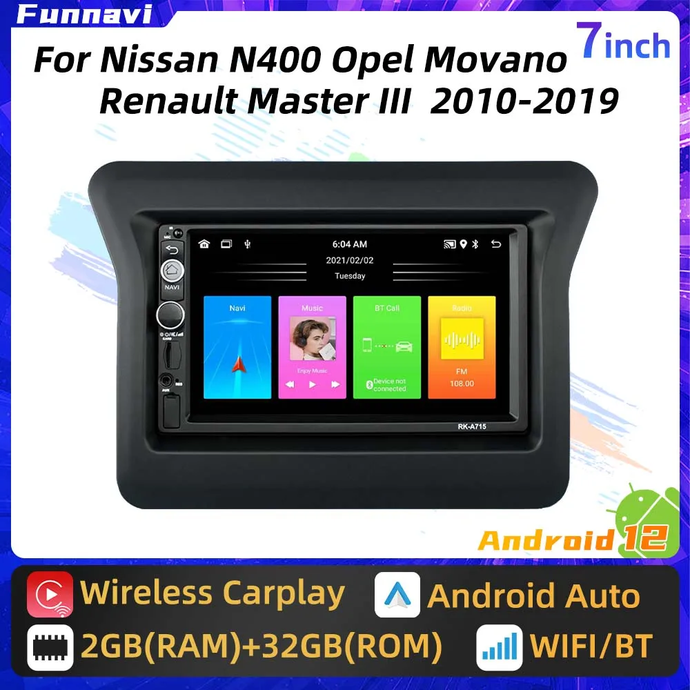 

2 Din Android Stereo for Nissan N400 Opel Movano Renault Master III 3 2010 - 2019 7" Car Radio Multimedia Player GPS Autoradio