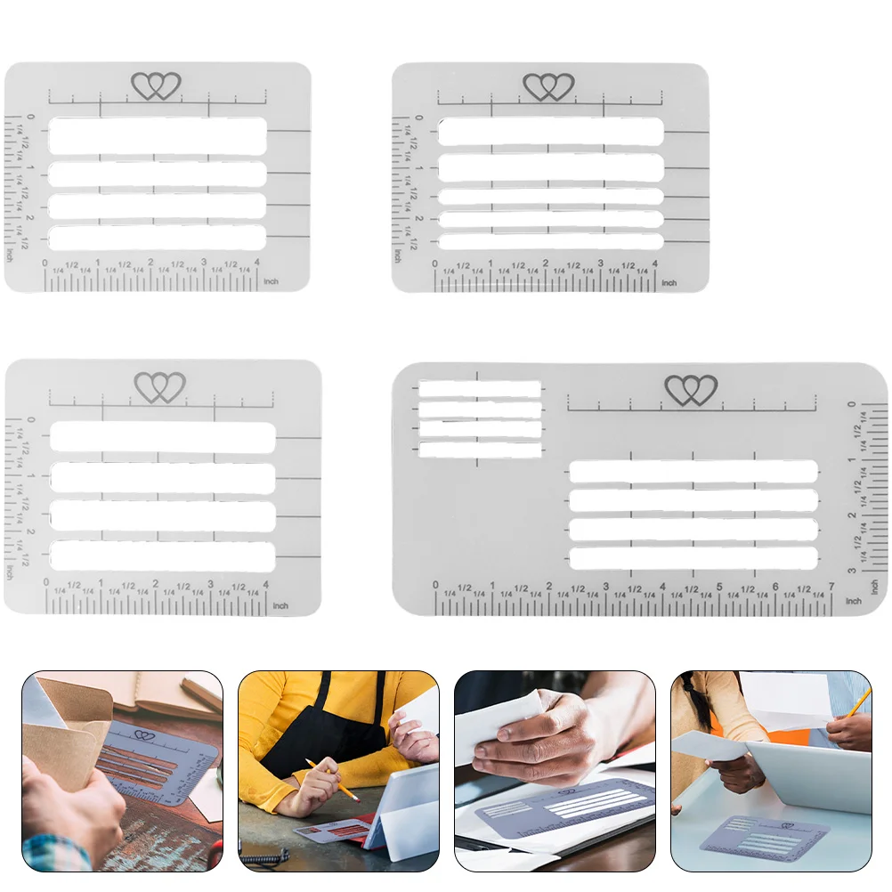 

4 Pcs Envelope Address Template Envelopes Stencil for Cards Making Sewing Lettering Stencils Alphabet Clear Reusable Ruler Kids
