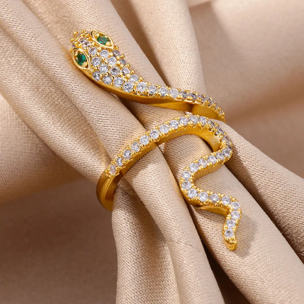 Zircon Snake Rings For Women Men