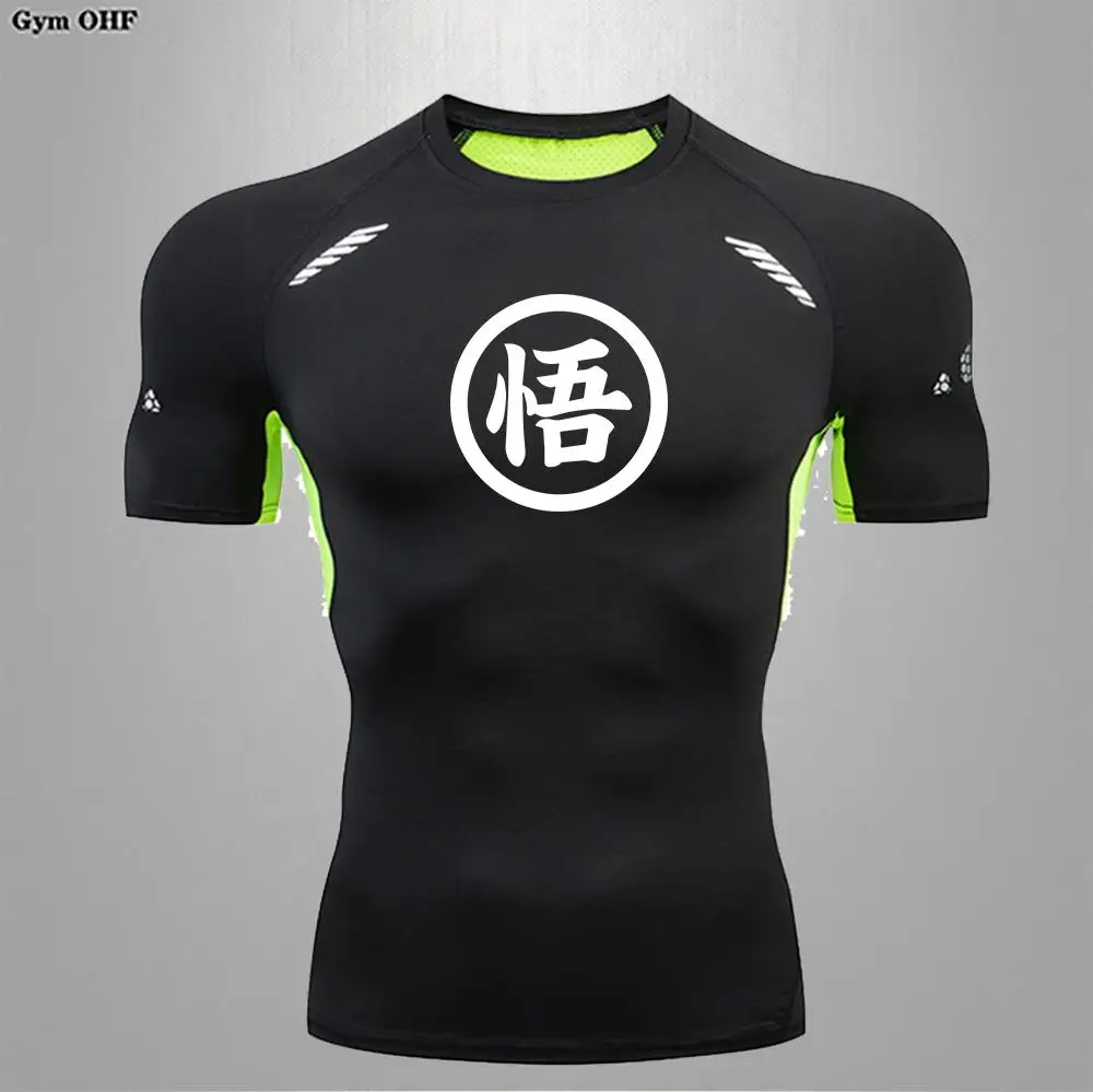 Goku Print Compression Shirts For Men Gym Workout Jogging Fitness Undershirts Base Layer Quick Dry Aerobic Exercise Men Tops