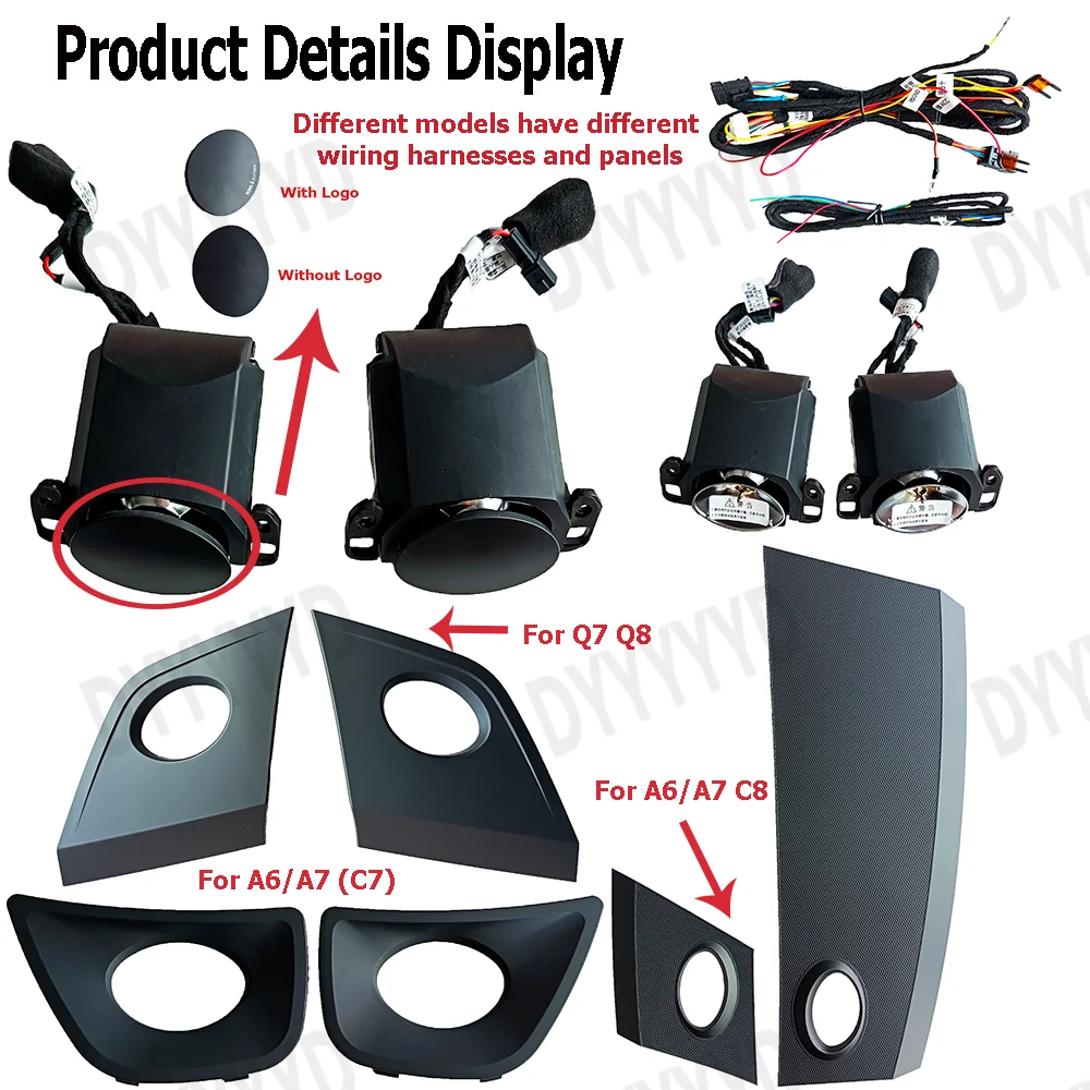 아우디 A4 A5 A6 A7 Q7 Q8 전기 고음 경적 세련된 자동차 품질 악기 장식에 대 한 32 색 LED 리프팅 트위터 스피커