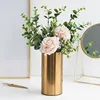 Gold Plated Cylinder Vase Desk Decoration Crafts Minimalist Vases Flowers Pots Decorative Flower Arrangement Modern Home Decor 4