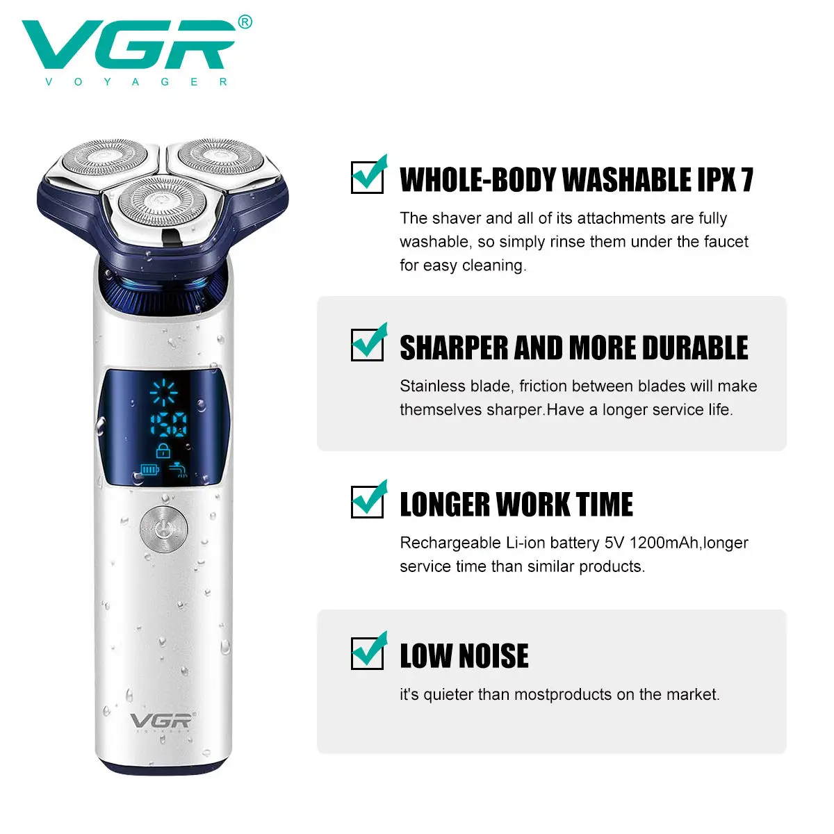 VGR 328 ماكينة حلاقة احترافية للرجال معدنية عائمة...