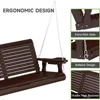 Front Porch Swing,  Wooden Upgraded 3 Person Seat Bench Swing Hanging Chair with Cup Holders 3