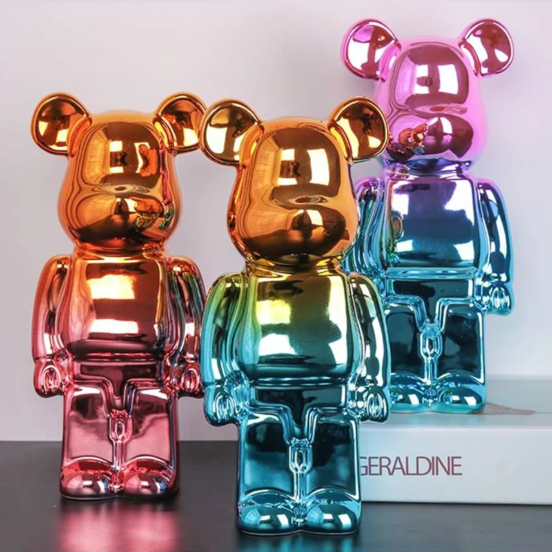 

Modern Home Decoration Ceramic Bear Bearbrick Statue Living Room Ornaments Figurines for Interior Bedroom Desk Accessories Gifts