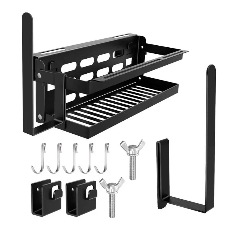 

Barbecue Seasoning Rack Barbecue Seasoning Organizer Rack with Hooks Indoor Outdoor BBQ Tools Organizing Shelf Rustproof for Oil