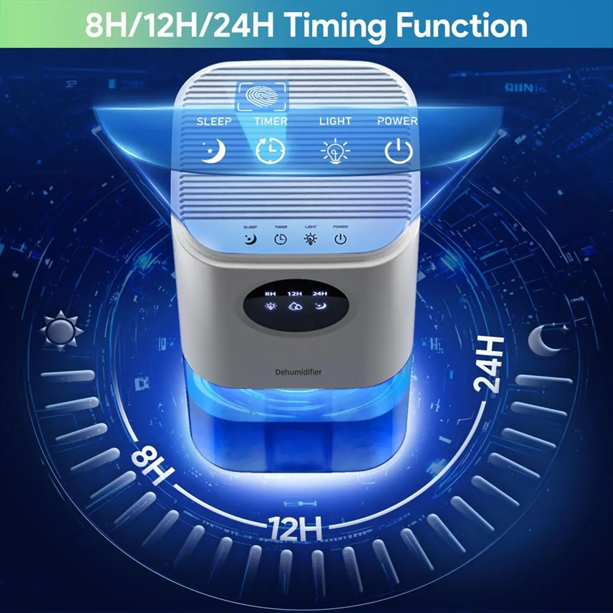 1700ML Air Dehumidifier,Quiet Dehumidifiers Home with 7 Color LED Timer ...