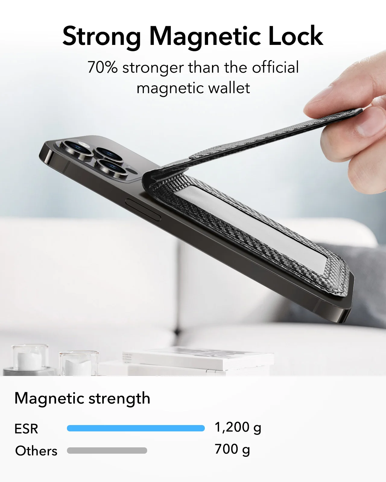 ESR HaloLock Vegan Leather Wallet Stand For iPhone Carbon Fiber HaloLock Woven Card Holder for 16 S175e2c6c127240c39c3079787c105d9ed