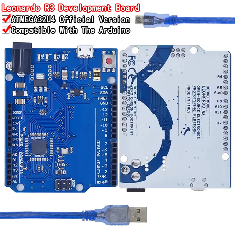 Leonardo R3 Microcontrollore Atmega32U4 Scheda Di Sviluppo Con Cavo Usb Compatibile Per Arduino Starter Kit Fai Da Te