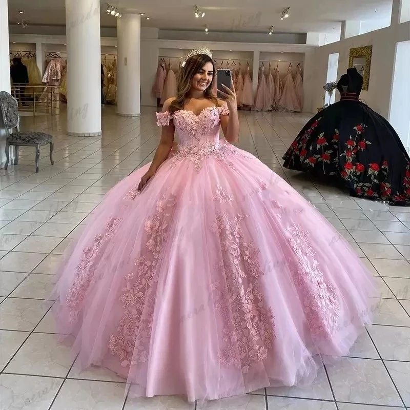 

ANGELSBRIDEP милое бальное платье, платья для Quinceanera, милые сексуальные платья 16 дюймов с открытыми плечами и аппликацией, кружевные вечерние платья принцессы на день рождения