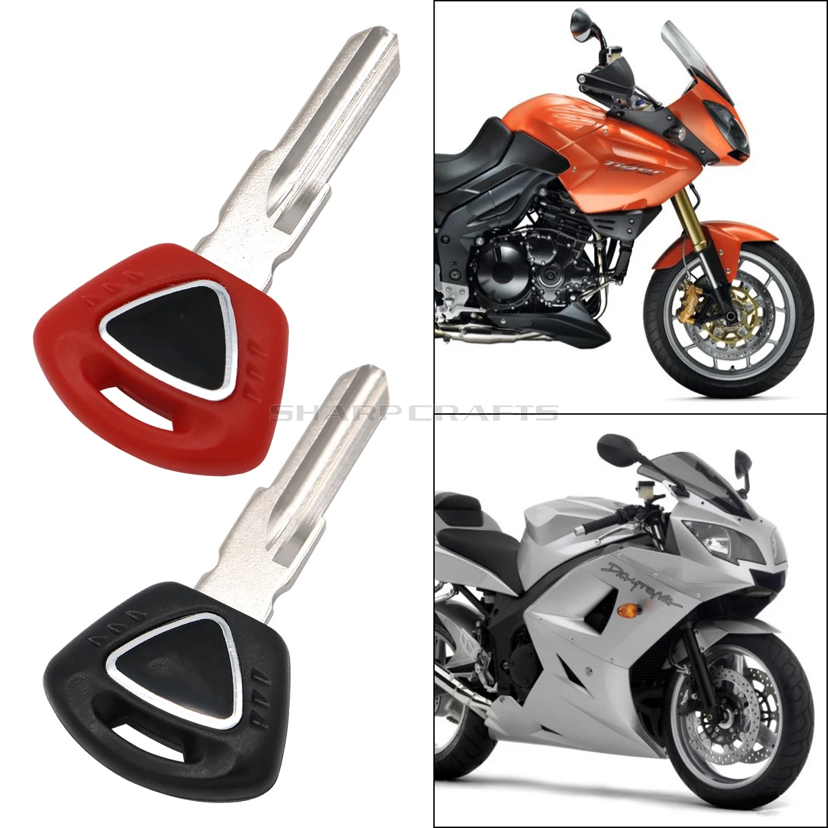 Motorcycle Left&Right Slot Embryo Blank Key Uncut Blade for TRIUMPH Street Triple 600-T955 Tiger800 motorcycle keys motorcycle key accessories