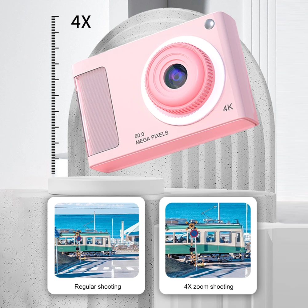 학생용 흔들림 방지 셀카 카메라, 48MP HD 비디오 카메라, 2.4 인치 IPS 디스플레이, 16X 줌, 4K 휴대용 카메라, 필 라이트 포함, 어린이 성인용