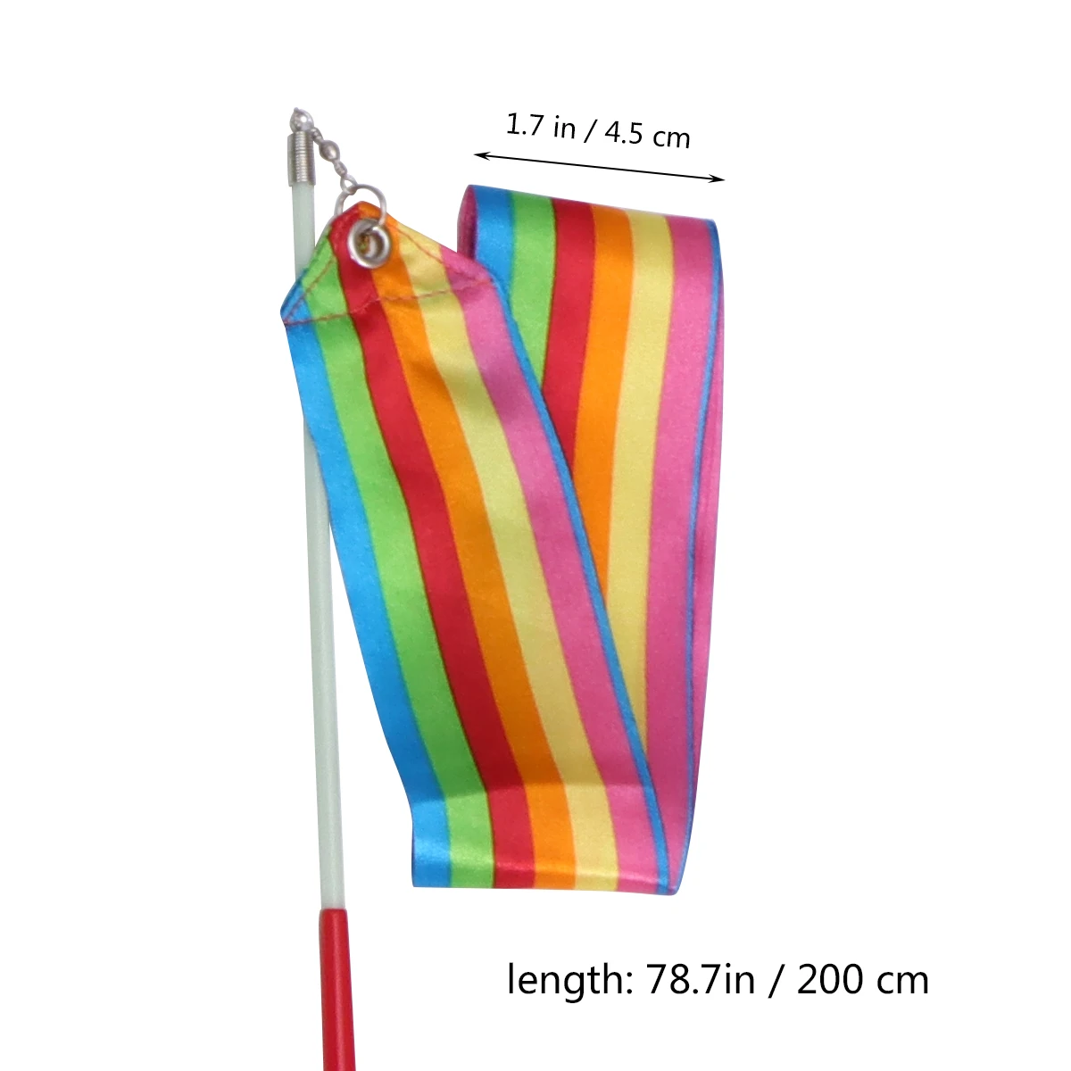 Colorful Gym Dance White Satin Ribbon 2Meters rhythmic girl gymnastics ballet streamer twirling rod rainbow stick 12pcs