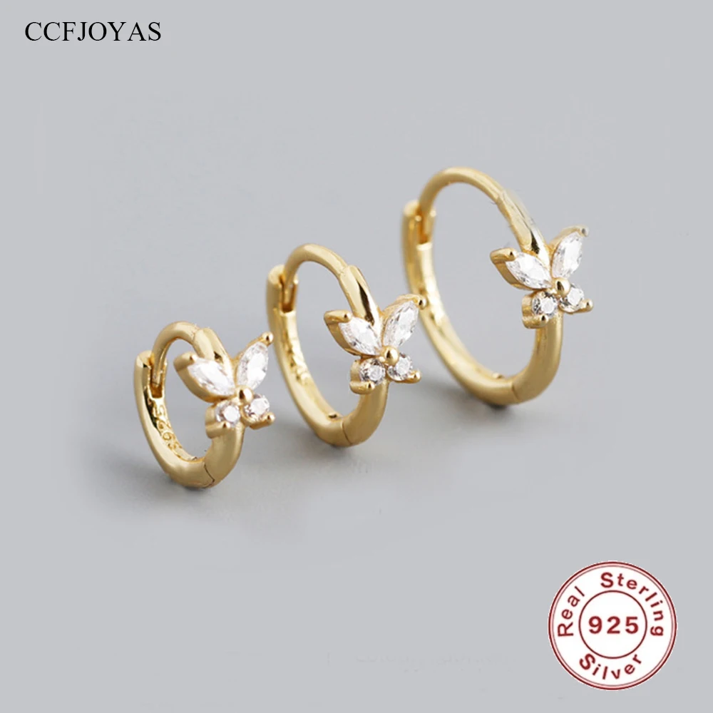 thumbnail image 2 of SLUYNZ Sterling Silver Butterfly Hoop Earrings - Small CZ Huggie Earrings For Women & Teens 2 of 11