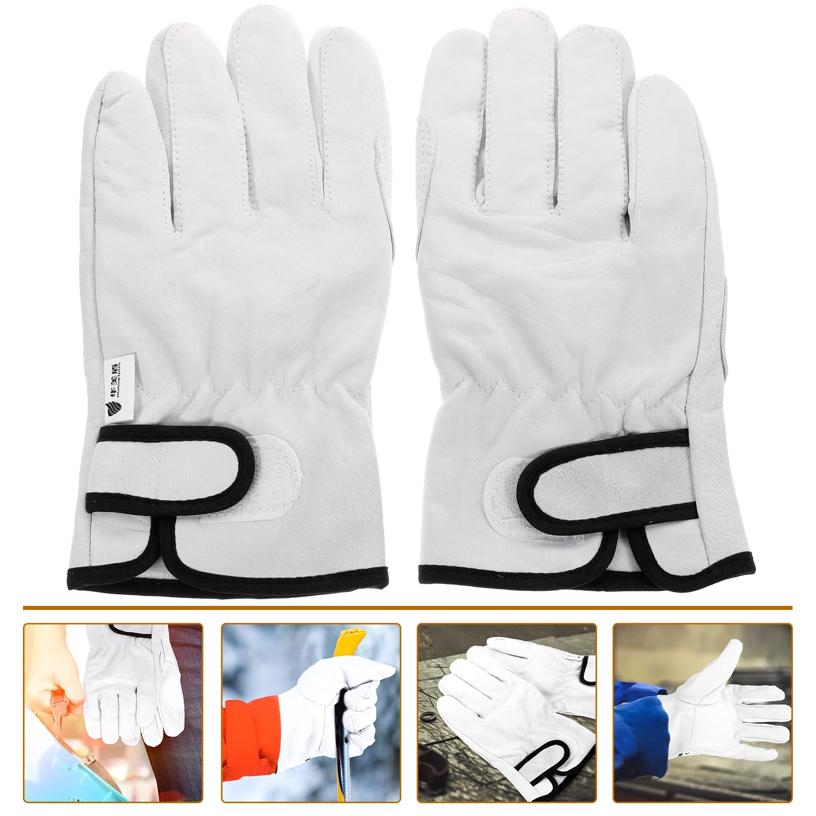 

1 Pair Heat Resistant Welding Gloves Adjustable Hook and Loop Sleeve Insulated Gloves for Stove Oven Welding Cotton