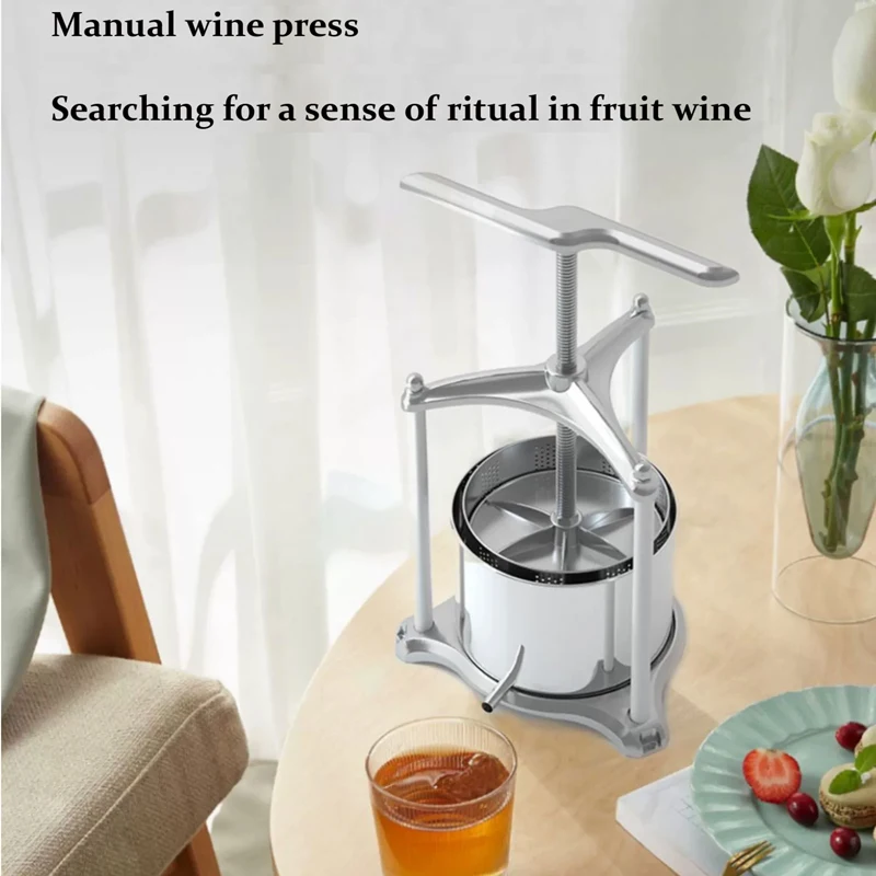 6L Fruit Wine Press Manual Juice Maker Apple Grape Making Press w/ Pole Handle Bar for Kitchen 3