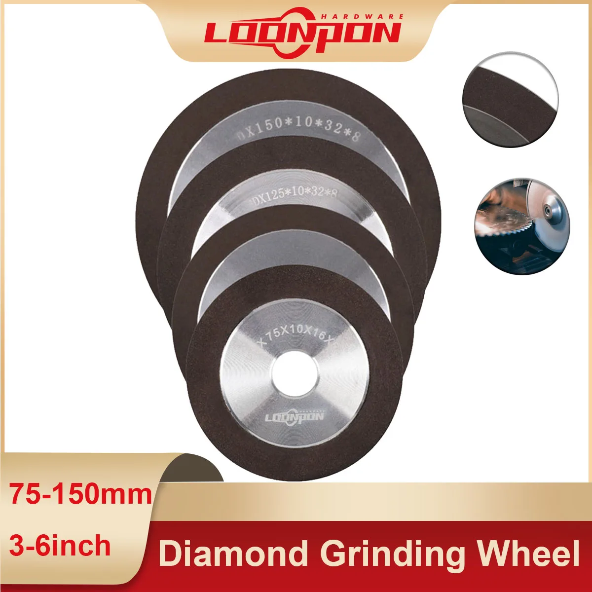 Grinding Wheel Abrasive Wheel Grinding Disc 1Pc Diamond Grinding Wheel 75/100/125/150mm 150/180/240/320/400 Grit Tungsten Steel Milling Tool Carbide Metal Grinding Disc