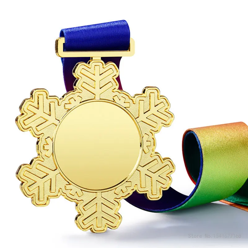 Winter Games Snowflake Medal, Figure Skating, Single and Double Board, Roller Skating, Metal Paint, Snowflake Shape Medal, 10Pcs