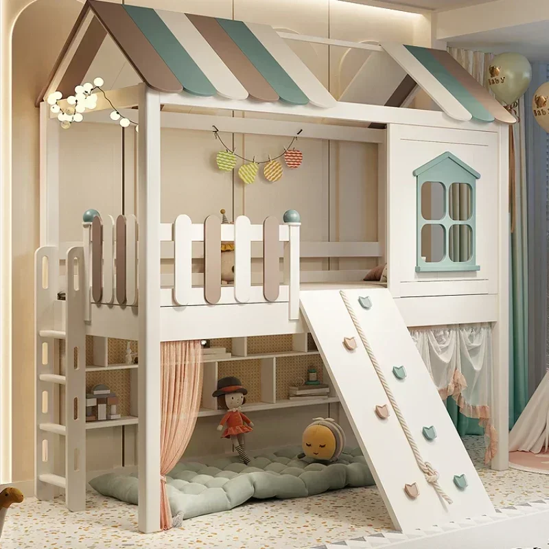 Double Luxury Modern Children Beds Loft King Size Foldable House Children Beds Design Mueble Infantil Bedroom Furniture YQ50CB